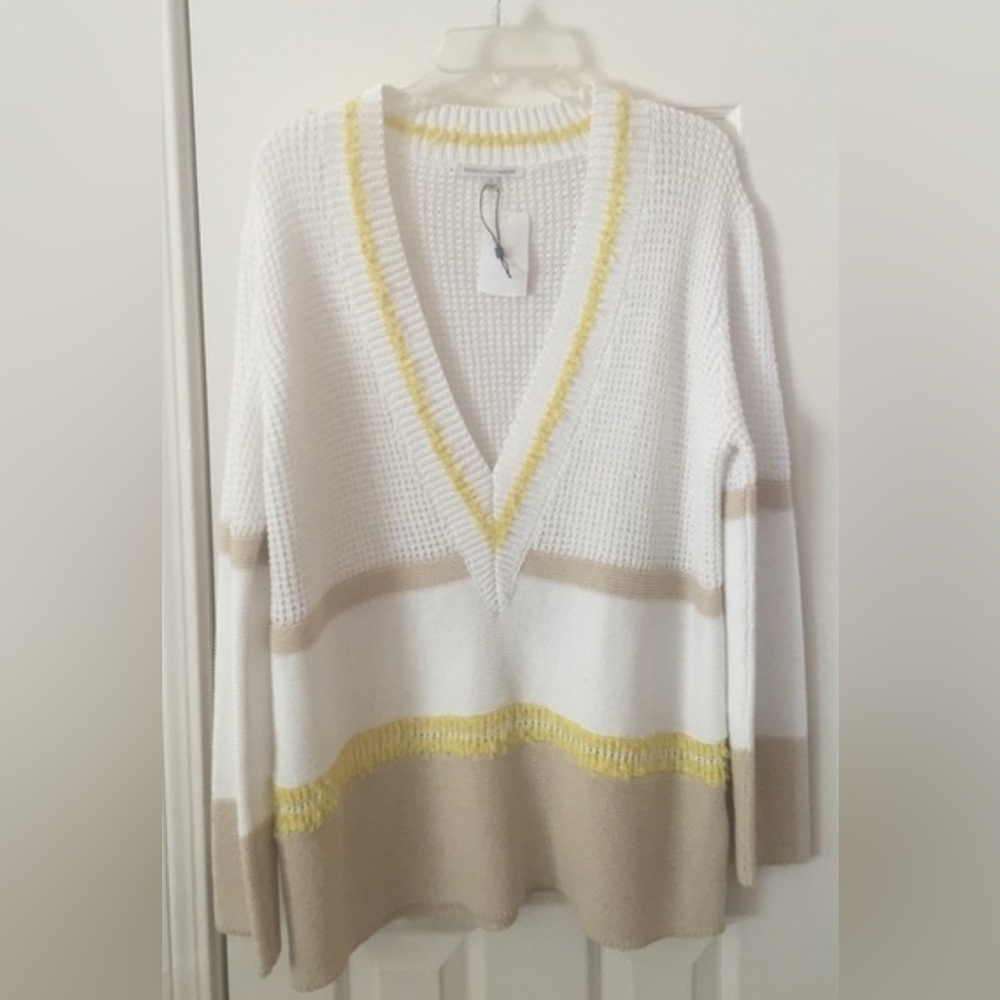 Rebecca Minkoff White Colorblock Knit Sweater